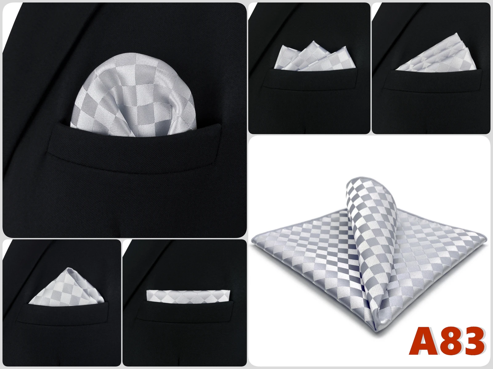 Pocket Square Handkerchief for Men Polka Dot Dots Plaid Check Checkered Suit Pocket Towel Hanky Mens Gift Wedding Business Party