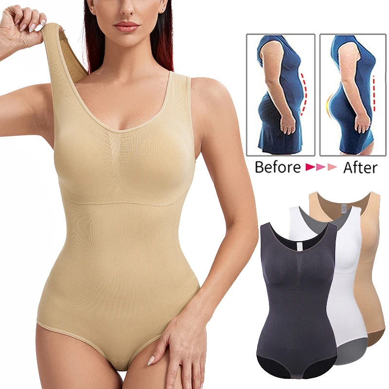 

Slim Bodysuit Shapewear for Women Seamless Tummy Control Underwear Tops Built in Bra Camisole Body Shaper Fajas