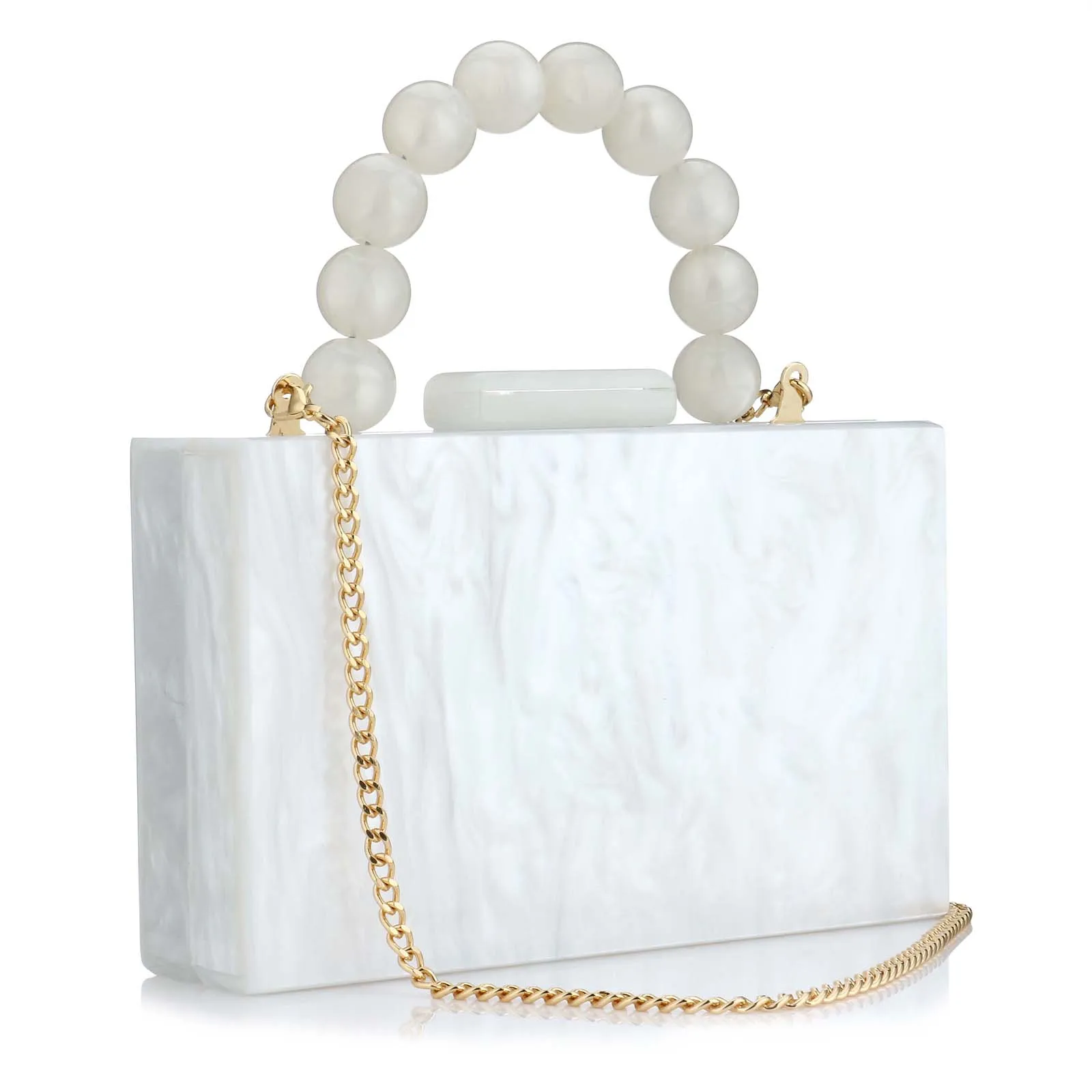 

Lady Luxury Banquet Bag Handbag Acrylic Pearl Bag Shopping Wedding Beach Evening Party Fashion Square Hand Bags PVC Women Purse