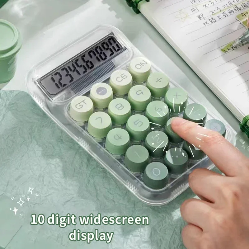 Transparent Gradient Large Button Calculator with Extra-Large Screen 10-Digit Electronic Calculator for Student Use