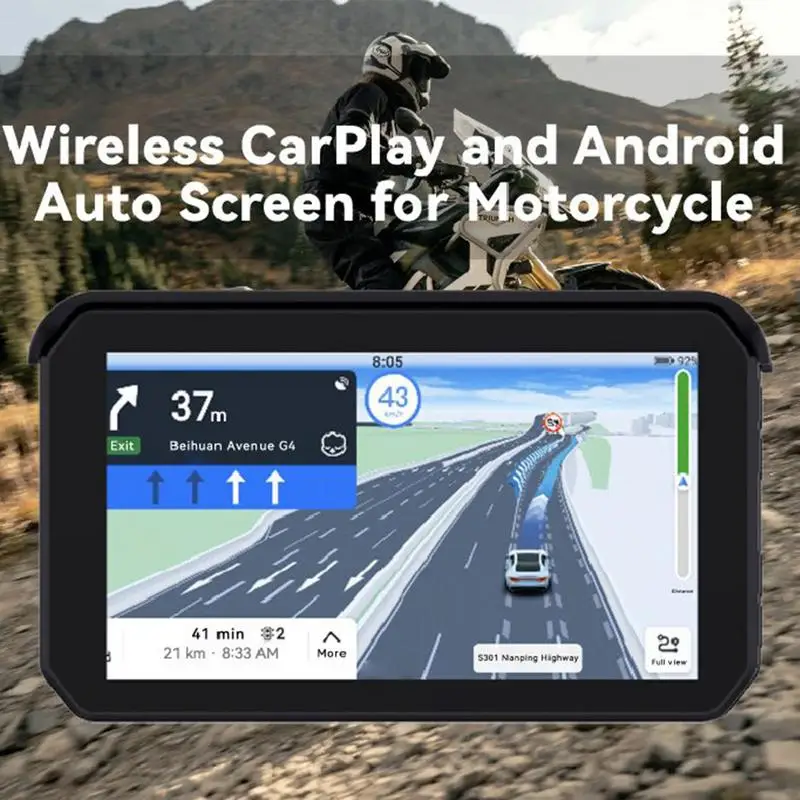 Wireless Motorcycle Navigator 5 Inch Android Auto for Motorcycle GPS Apple Carplay Moto Screen Waterproof Motorcycle Display