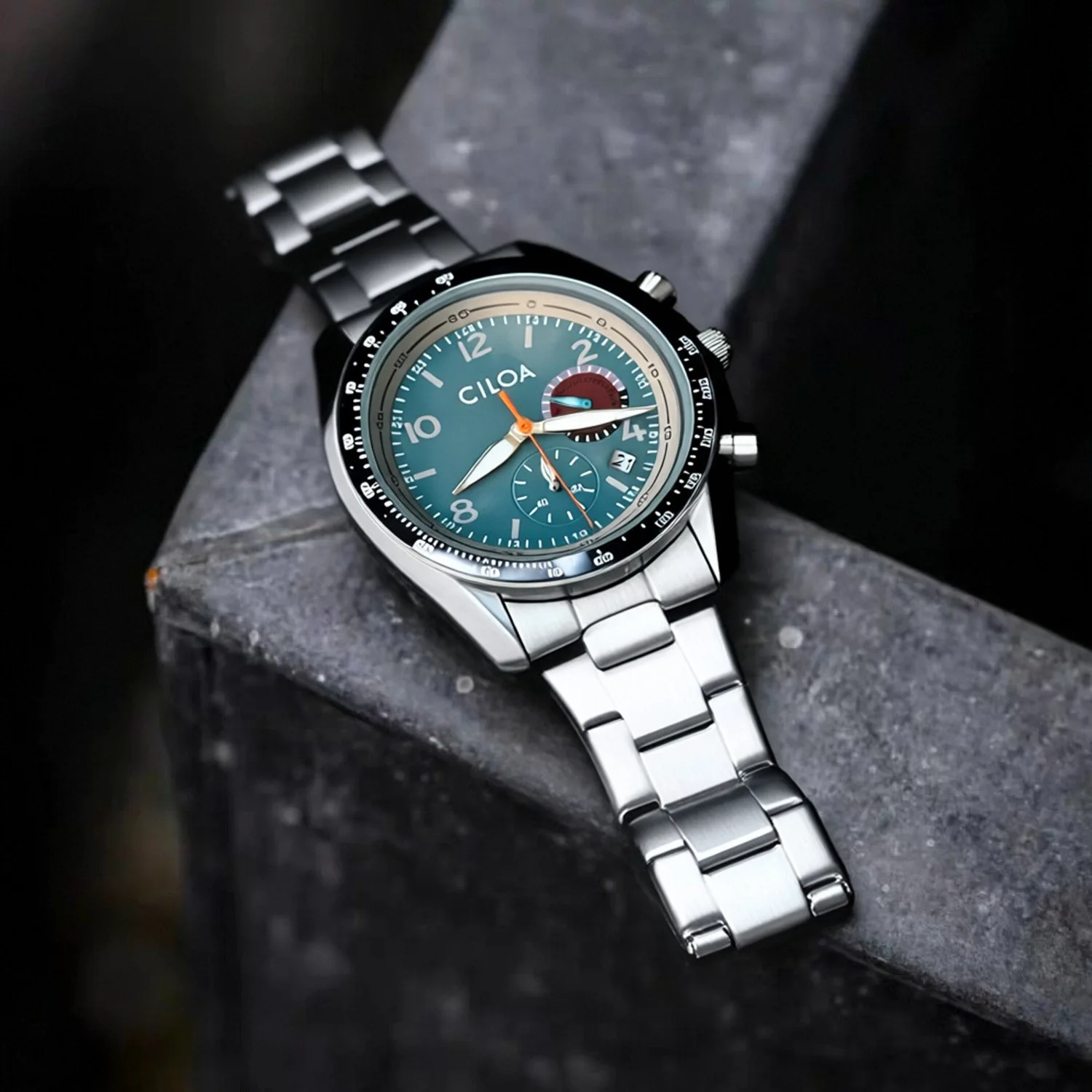 Quartz Watch for Man 40mm Diameter 10mm Thickness Multi-function Dial with Calendar and Timer Functions 30m Water Resistance