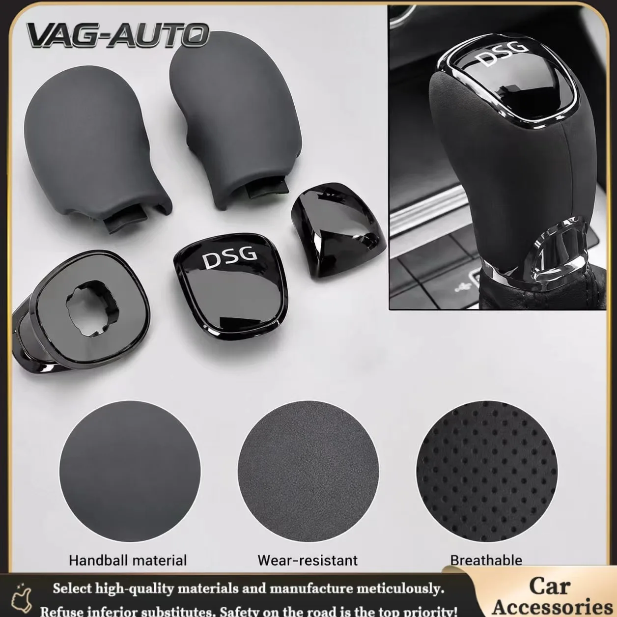 DSG Car Parts Gear Shift Head Car Accessories For Skoda Octavia Superb Yeti DSG Gear Shift Knob leather
