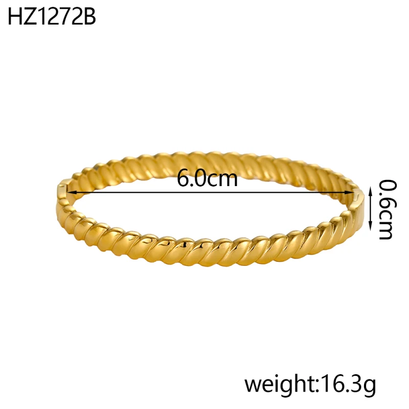 Neue Mode vergoldet minimalistische stapelbare Armreif Produkte Textur geometrische Edelstahl Armband für Frauen Mädchen Geschenk – Detail 7