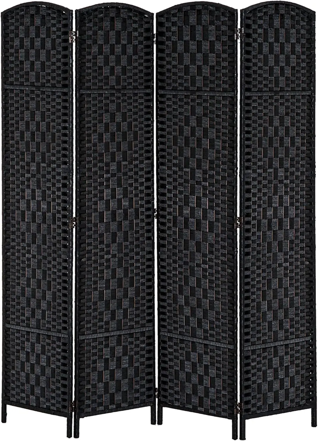 

Room Divider 4 Panels Folding Privacy Screen 6FT Tall Portable Wicker Weave Partition Wall Divider for Bedroom Home Office, Blac