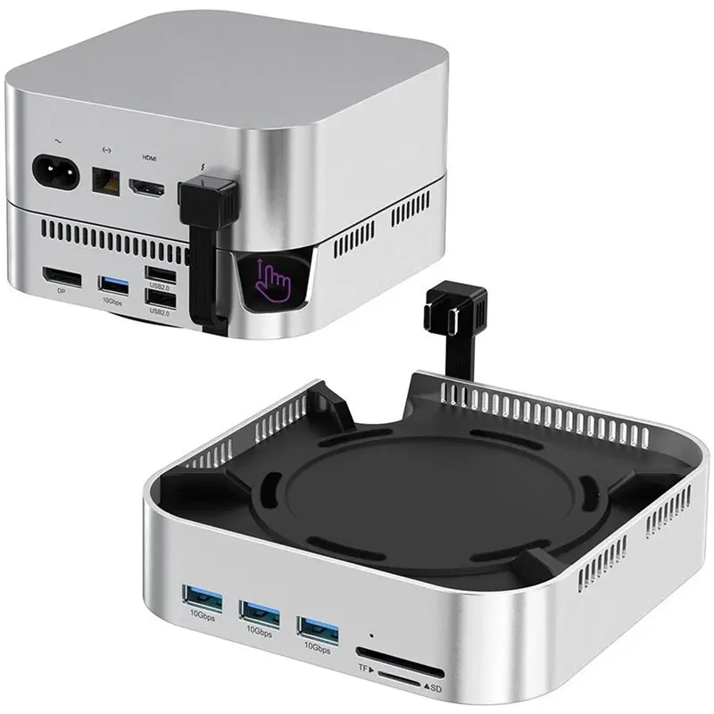 NEWA25P Multi-Function Docking Station Base For Mac Mini , Dual M. 2 Nvme SSD Enclosure, 4K 60Hz Output, USB 3.2 Port Expansio