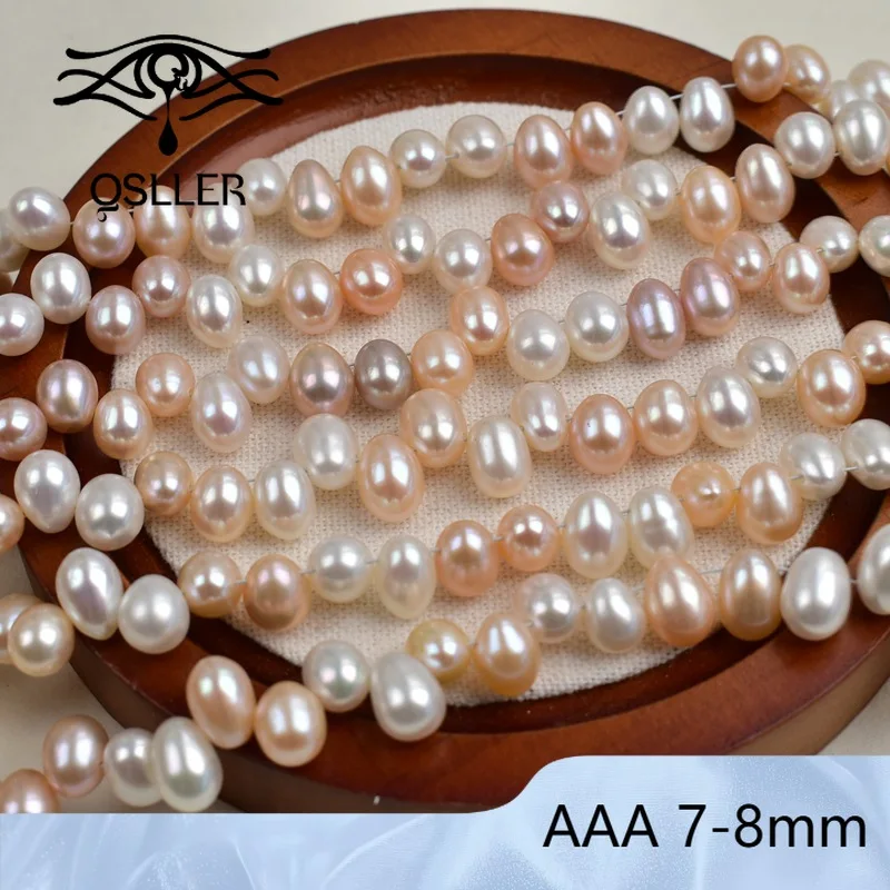 

AAA 7-8 мм сильный свет натуральный пресноводный жемчуг конфеты рисовые бусины для изготовления ювелирных изделий с тремя семи отверстиями из бисера DIY аксессуары
