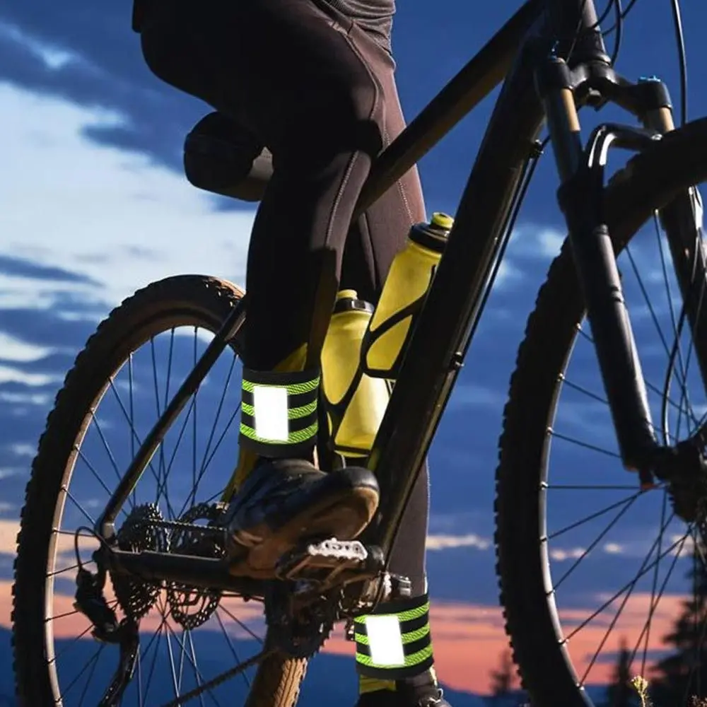 2pcs Accessories High Visibility Bicycle Ankle Strap Reflective Adjustable Bike Ankle Band Elastic Bicycle Pants Belt