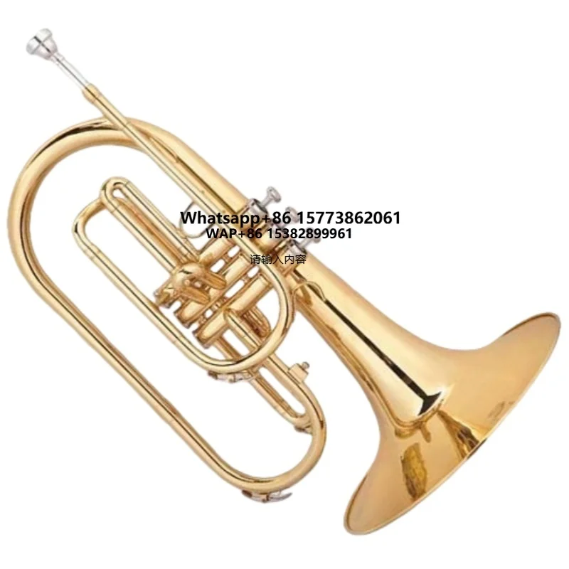 Marching Horn Melody Style Gold-Plated Bb Brass Body French Horn Baritone Range Smooth Valve Action Durable