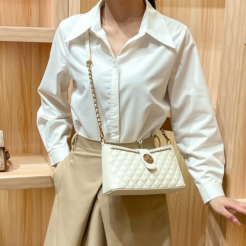 Light luxury brand women\'s handbag 2024 new designer high-quality shoulder bag with contrasting color retro crossbody underarm