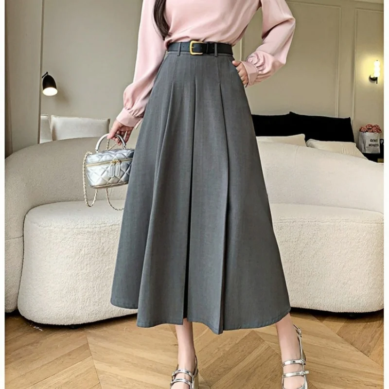 

Seoulish Elegant Loose Women's Umbrella Long Skirts Spring Summer High Waist Solid Casual A-line Skirts Female 2025 New