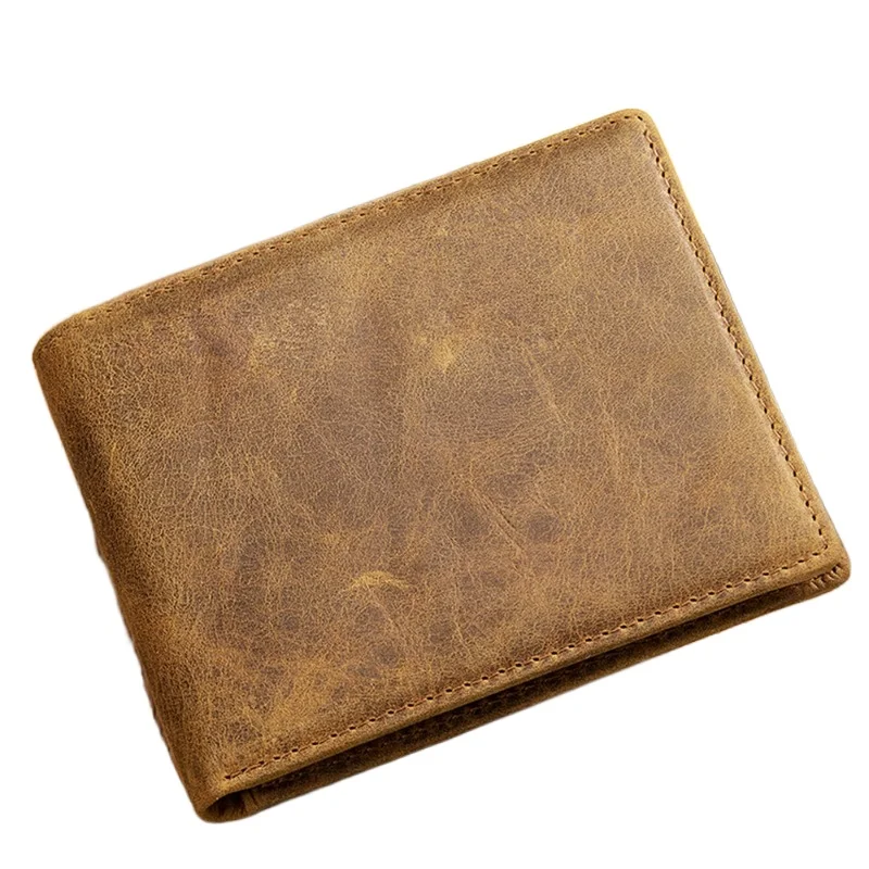 

2023 New Men's Short Wallet Top Layer Cowhide Men's Fashion Casual Zero Wallet