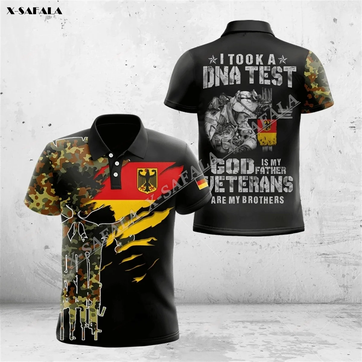 German Camo Army I Took A DNA Veteran Soilder Flag 3D Print Men's Adult Polo Shirt Short Sleeve Top Tee High Quality Breathable