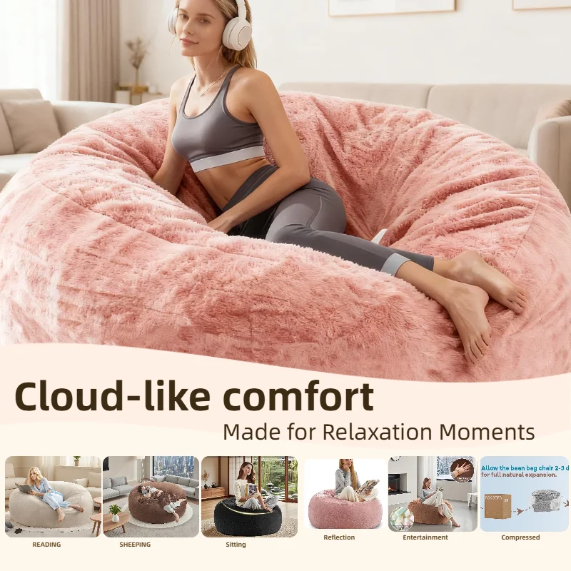 كراسي كبيرة بين باج للبالغين، كرسي بين باج مع كرسي إسفنج الذاكرة حشو فائق النعومة من القطيفة، أثاث غرفة المعيشة، مناسب f