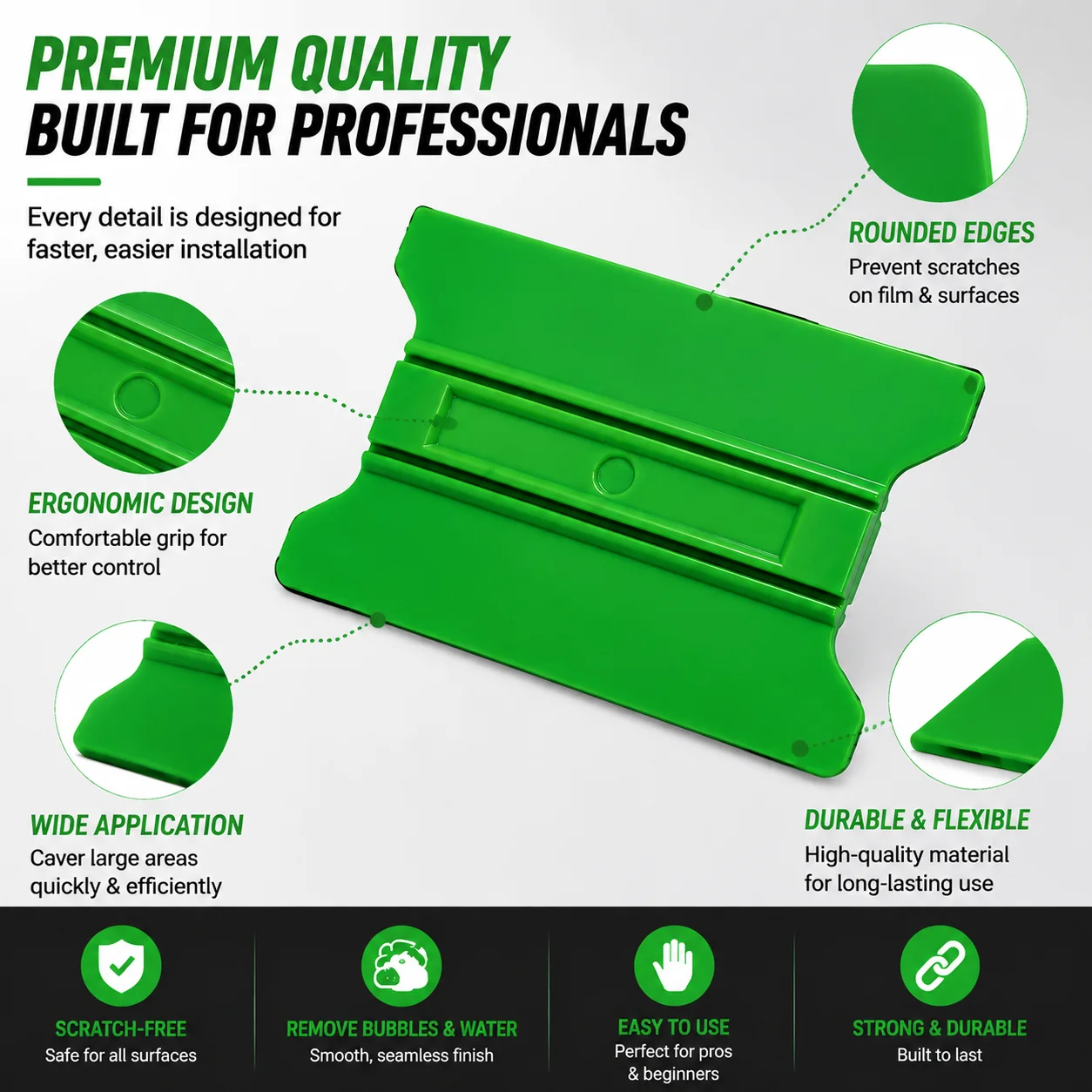 Magnetic Felt Edge Squeegee Car Wrap Tool Vinyl Film PPF Window Tint Installation Bubble Remover Tool