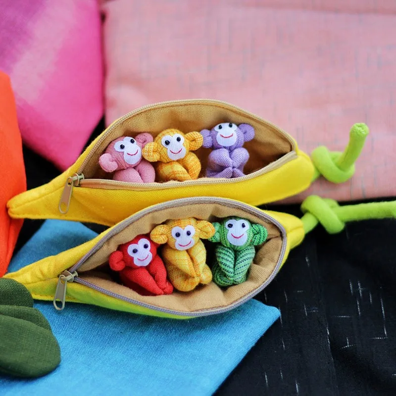 Novelty Toys for Kids Carrot Banana Shaped Surprise Bags with Handcrafted Bunny Monkey Stuffed Toys Easter Birthday Gifts