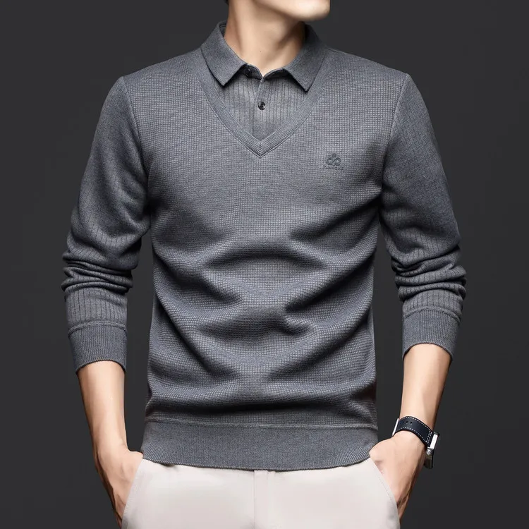 

Мужской вязаный свитер с воротником-стойкой Thiened Fce на подкладке, зимний трикотаж обычного кроя Faion Ci Sle Long Sve