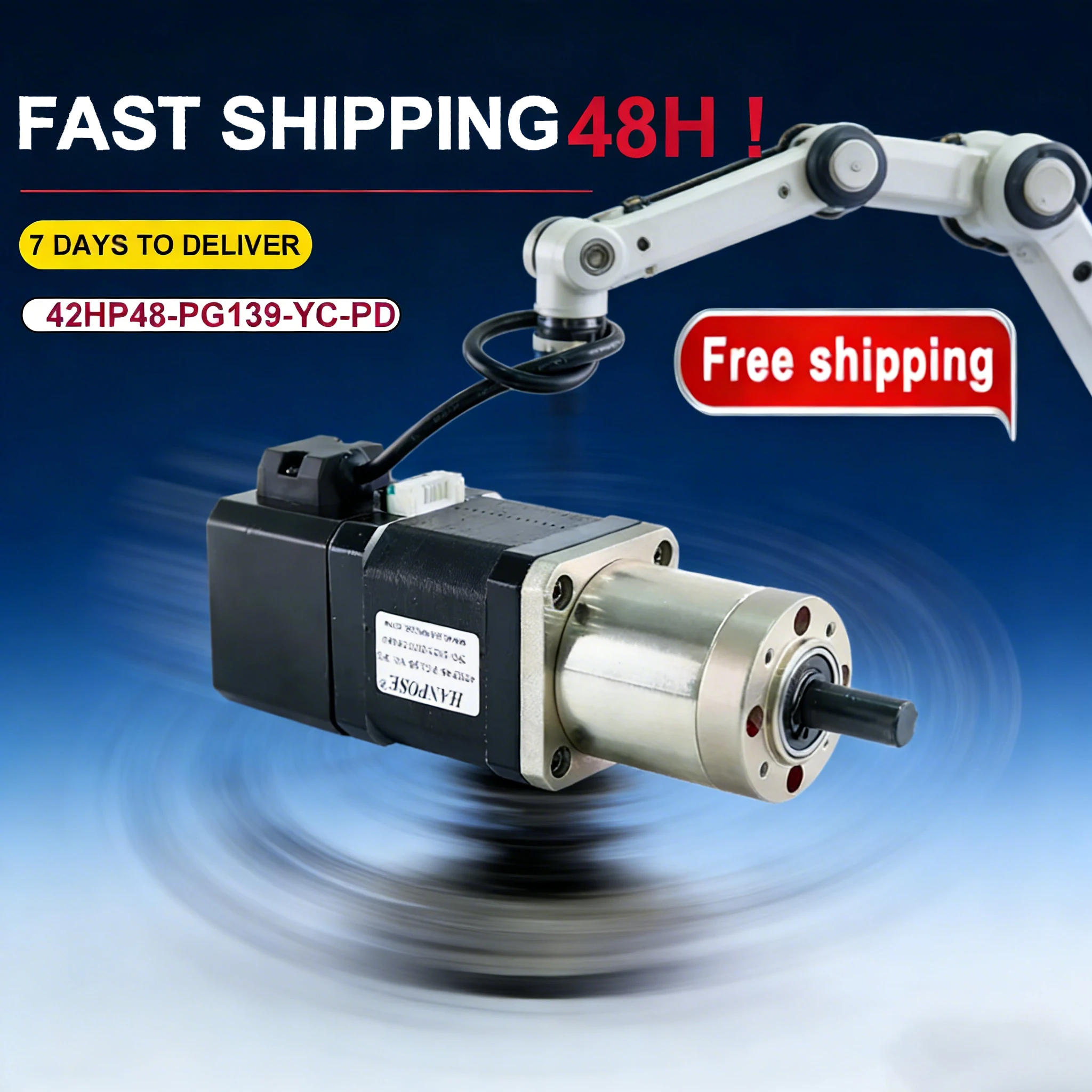 1PCS permanent magnet DC stepper motor 42HP48-PG139-YC-PD reduction ratio 14-1 189-1 720-1 Nema17 deceleration belt brake motor