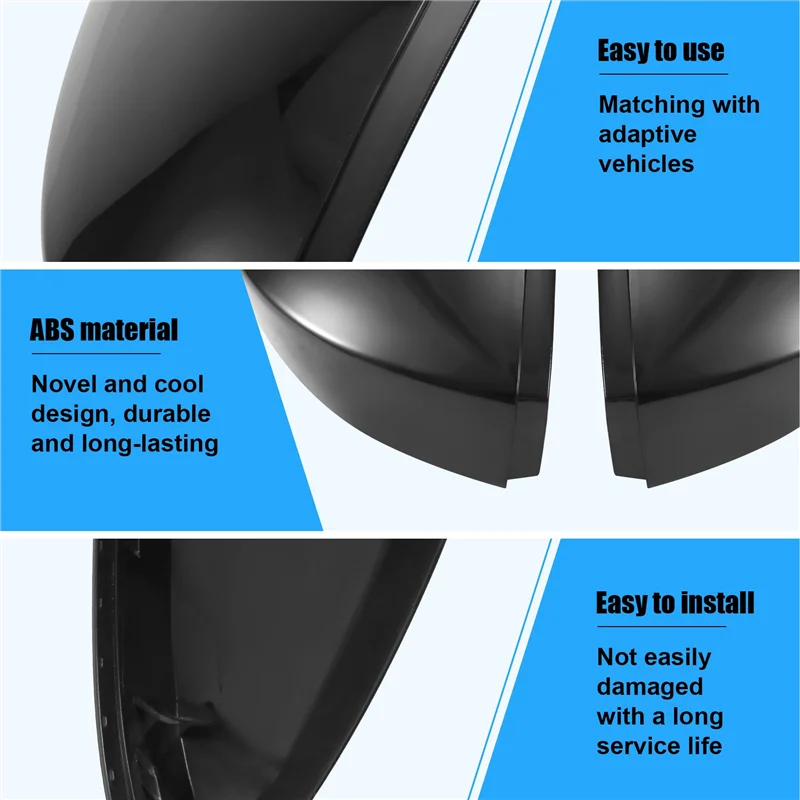 A45f-preto brilhante espelho retrovisor do carro cobre tampas de espelho lateral para skoda octavia mk3 a7 5e 2014-2019 para T-ROC