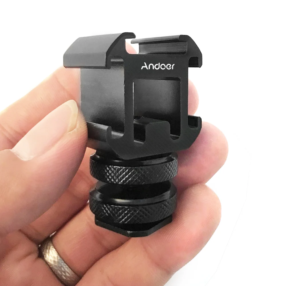 Andoer 3 Cold Shoe Mount Adapter On-Camera Mount Adapter for DSLR Camera for LED Video Light Mic Monitor Cold Shoe Mount Adapter