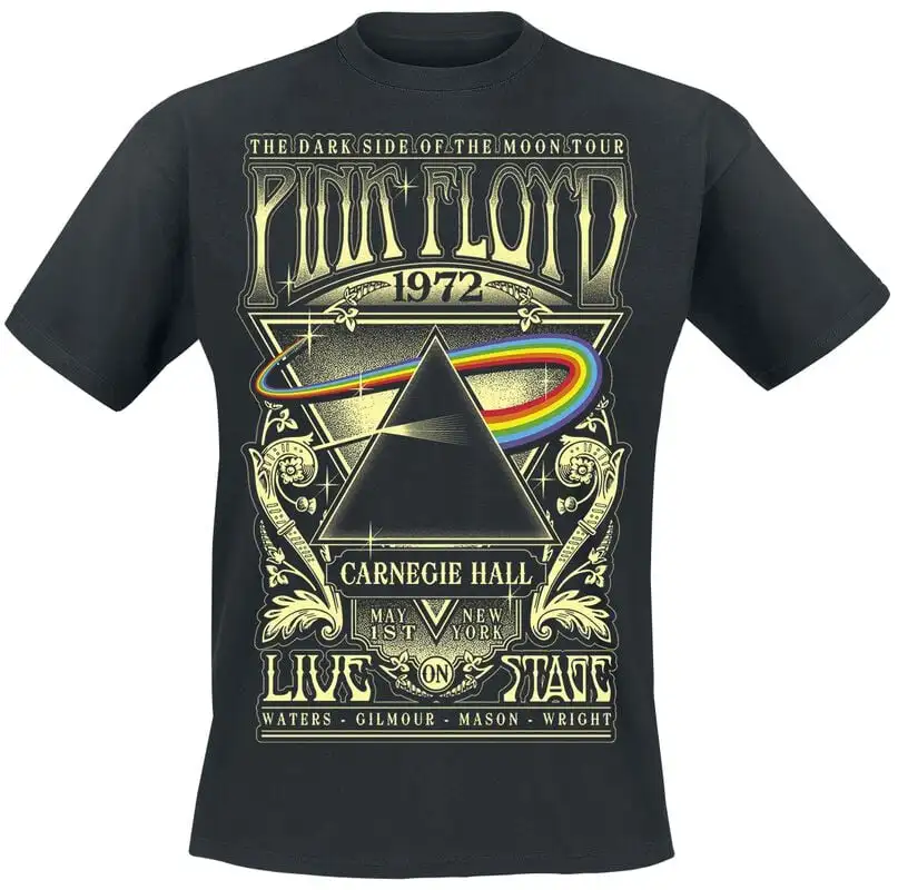 The Dark Side of The Moon Live on Stage 1972 Pink Floyd Band T-Shirt 100% Cotton Graphic Tee Men Women Summer Streetwear