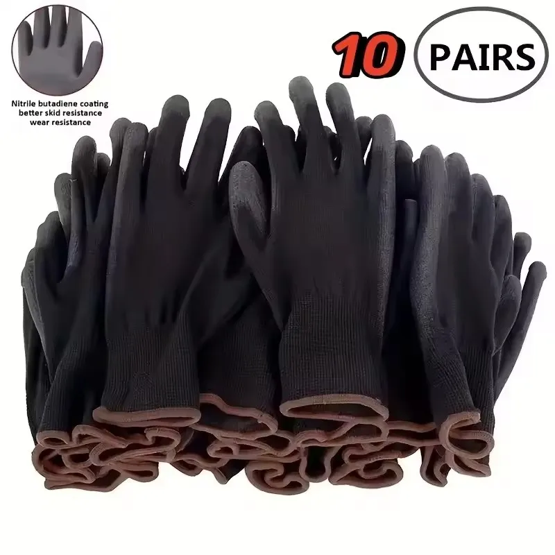 10 pares de guantes de seguridad duraderos, antideslizantes, resistentes al desgaste y con protección ESD para jardinería y carpintería