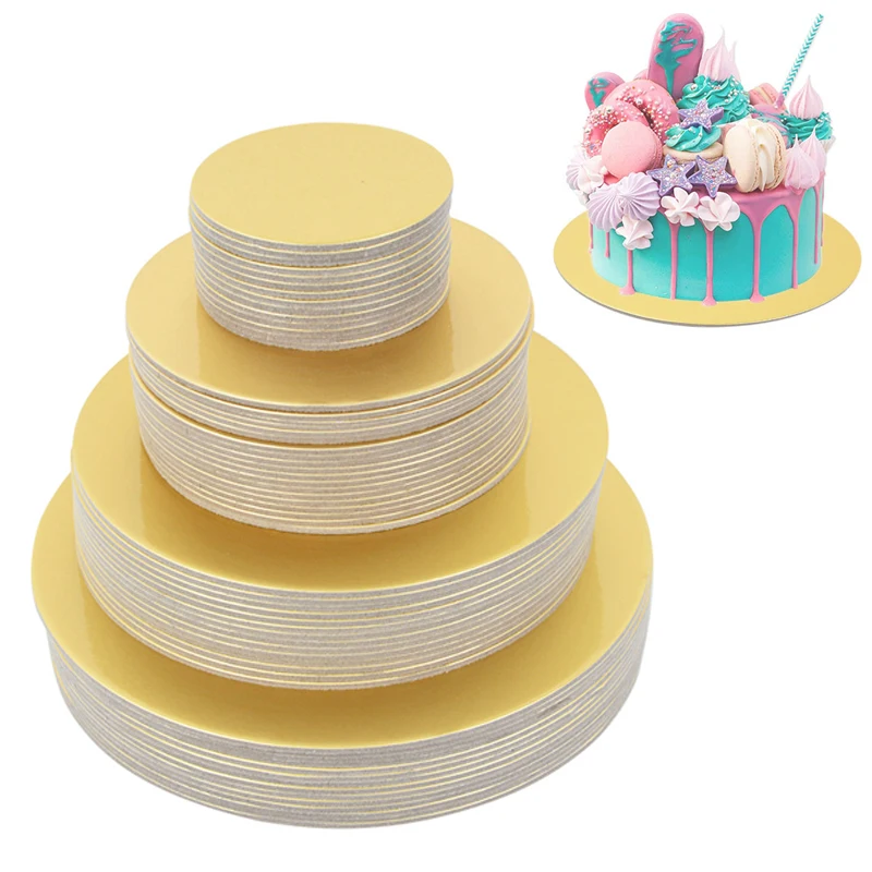 10/16/22/26cm Gold Round Thicken Cake Base Mat Board Mousse Pad Card Pastry Baking Decoration Tool Cupcake Dessert Display Tray