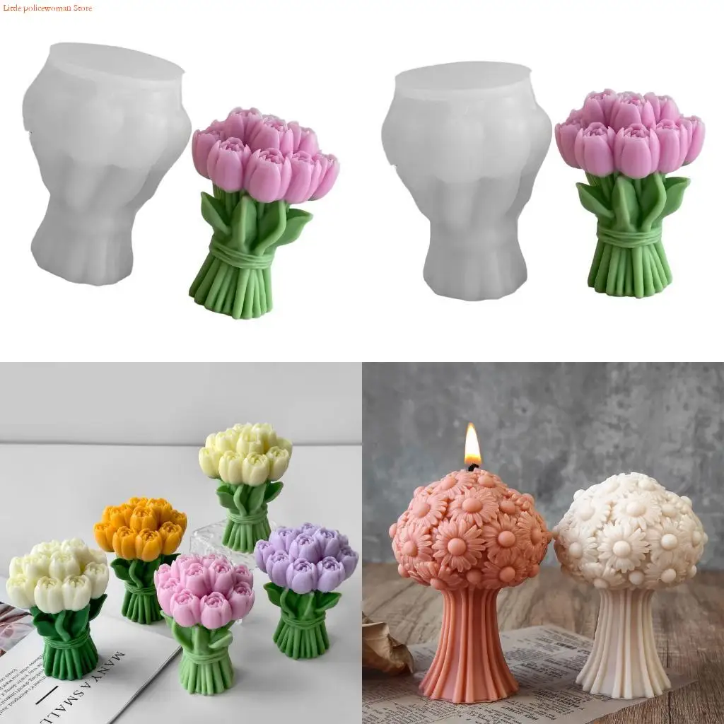 

F92D Flower Silicone Mold Creative Mold Silicone Texture Crafting Moulds for Candle Making and Festival Present