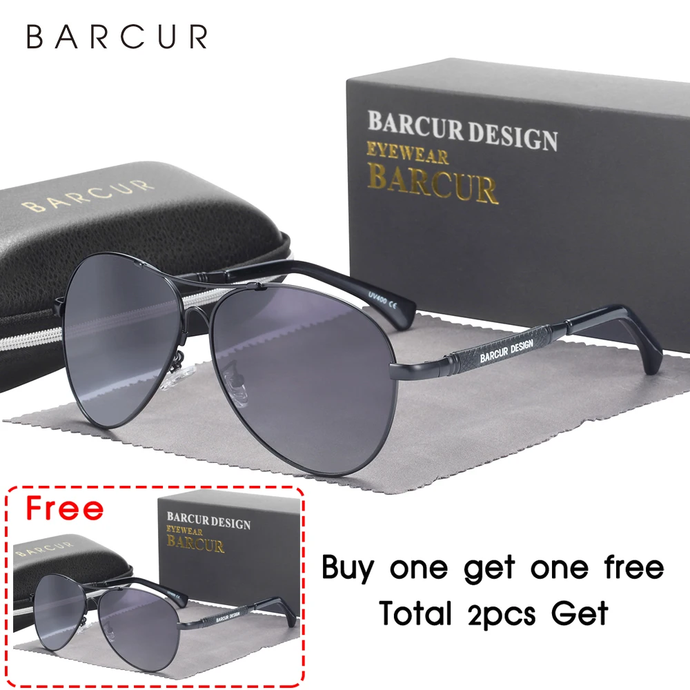 BARCUR Design Memery Frame Sonnenbrille Polarisiert Für Männer Sonnenbrille Frauen Pilot Gradient Lens Brillen Spiegel Shades