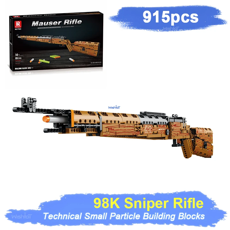

77003 98K Heavy Sniper Rifle 951PCS Building Block Model Shootable WW2 Weapons Series DIY Assembly Bricks Educational Toy
