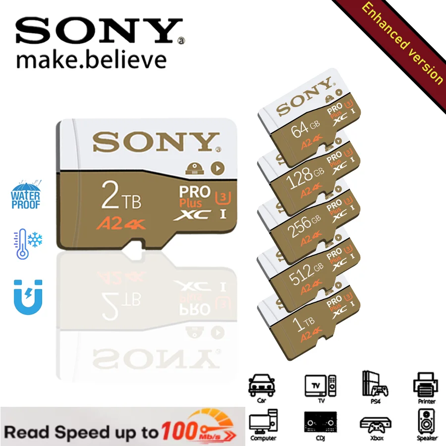 Carte mémoire SONY MiniSD avec adaptateur 2 to 1 to 512 go 256 go 128 go 64 go carte Flash TF pour le stockage de cartes numériques