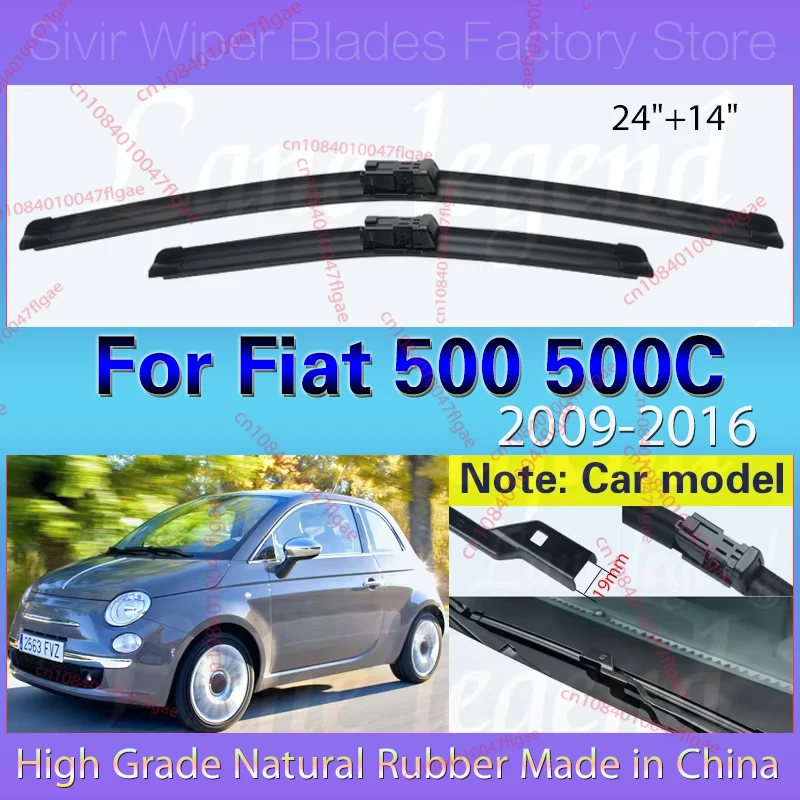 

Car Wiper For Fiat 500 500C 2009 - 2016 Front Wiper Blades Soft Rubber Windscreen Wipers Auto Windshield 24"+14" 600mm + 350mm