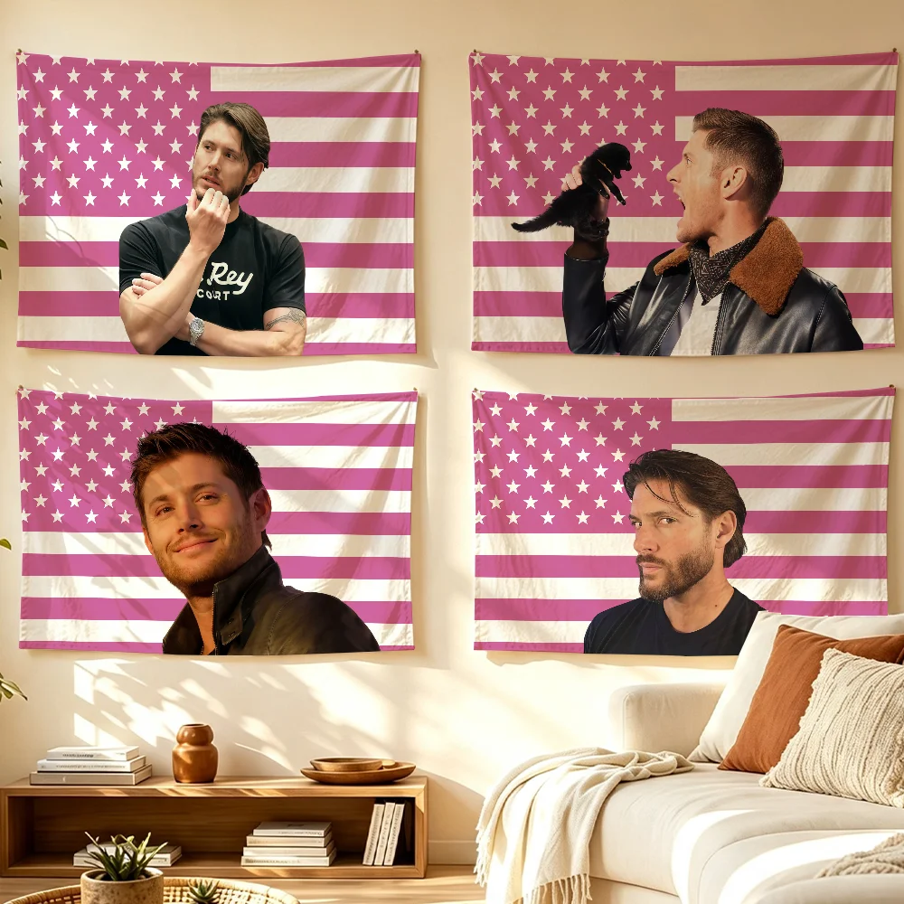 Singer J-Jensen A-Ackles Flag Banner For Sports Matches Games Parade Rally Holiday Festival Backyard Balcony Club Bar Decor