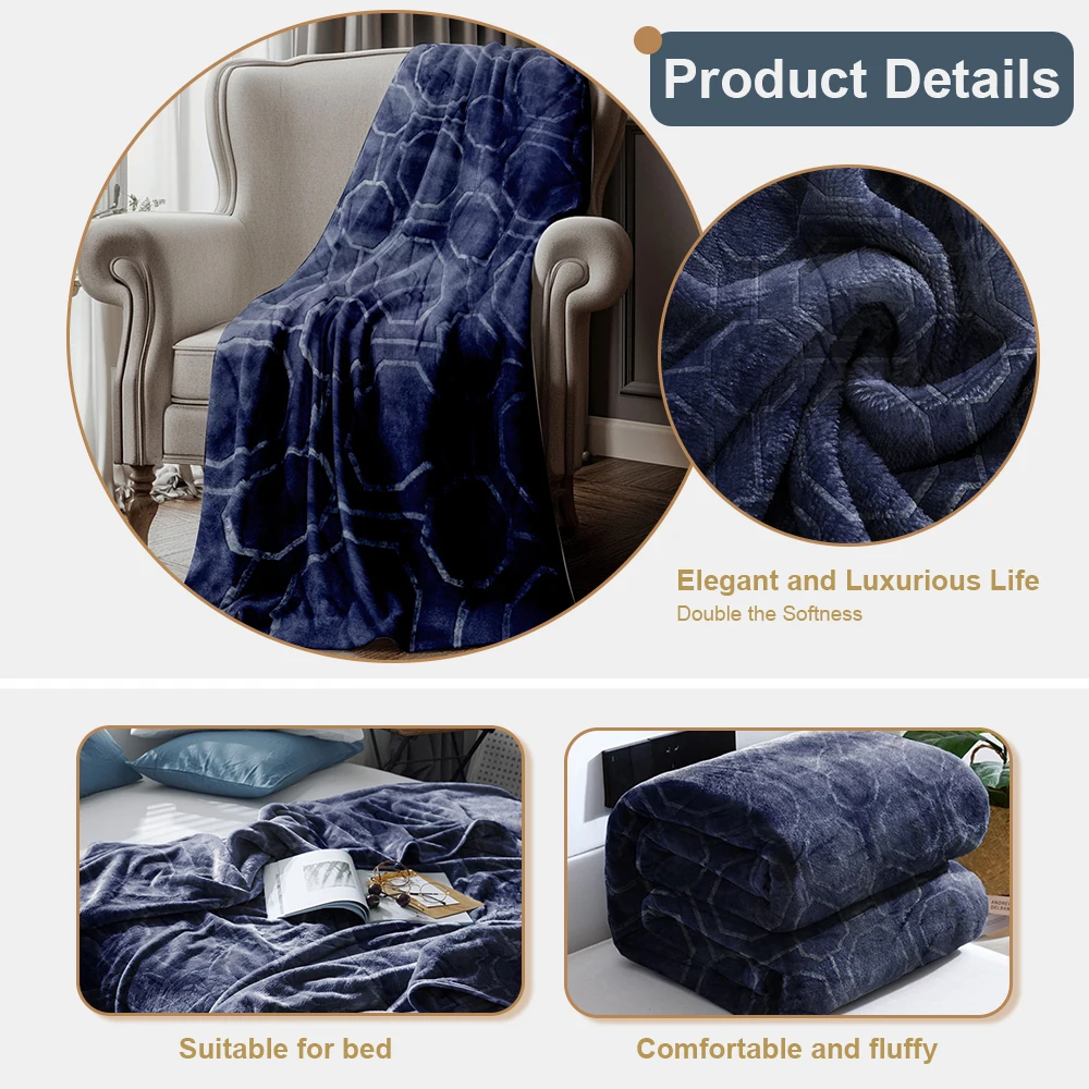 3D Embossed Flannel Throw Blanket for Couch or Bed , Cozy Soft Lightweight Fuzzy Flannel Blanket Suitable for All Seasons,2 size