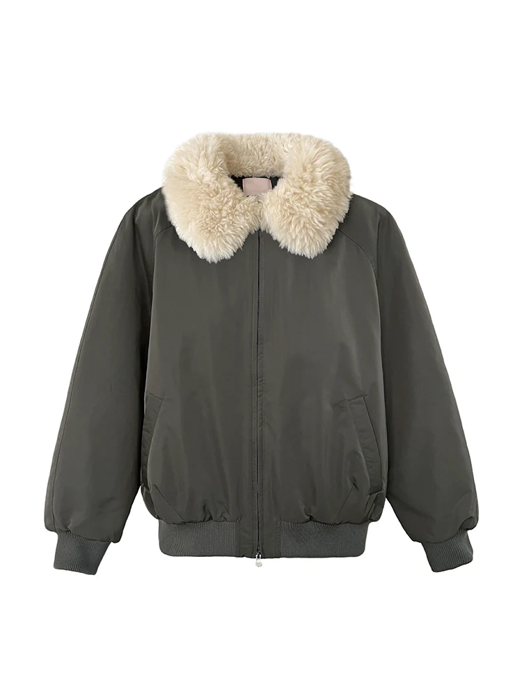 FANAN 2025, Winter Nieuwe Dikke Warme Parka Jassen Voor Vrouwen Revers Rits Lange Mouw Mode Jassen Temperament Katoen Uitloper