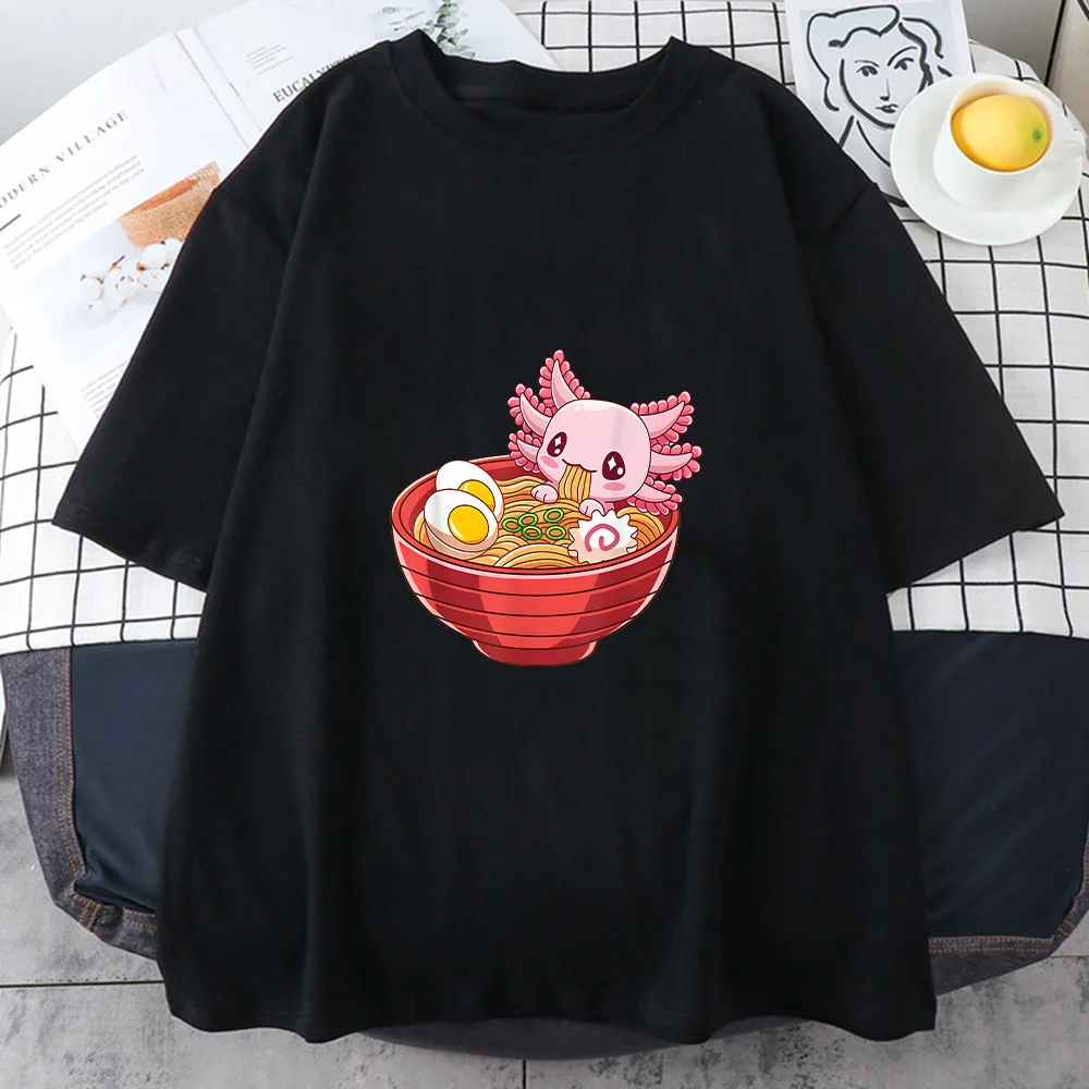 Rosa Axolotl Harajuku Frauen Männer Kleidung Kawaii/niedlichen weiblichen T-Shirt Frühling und Sommer lässig Kurzarm Tops Paare Kleidung