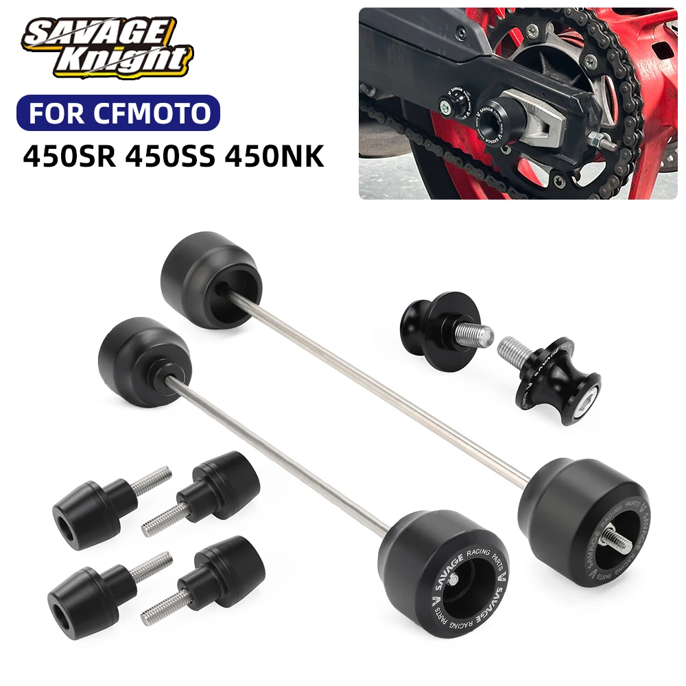 

2022-2025 For CFMOTO 450SS 450SR 450NK Front Rear Axle Wheel Crash Sliders Swingarm Spools Stand Spindle Fender Fork Slider Bolt