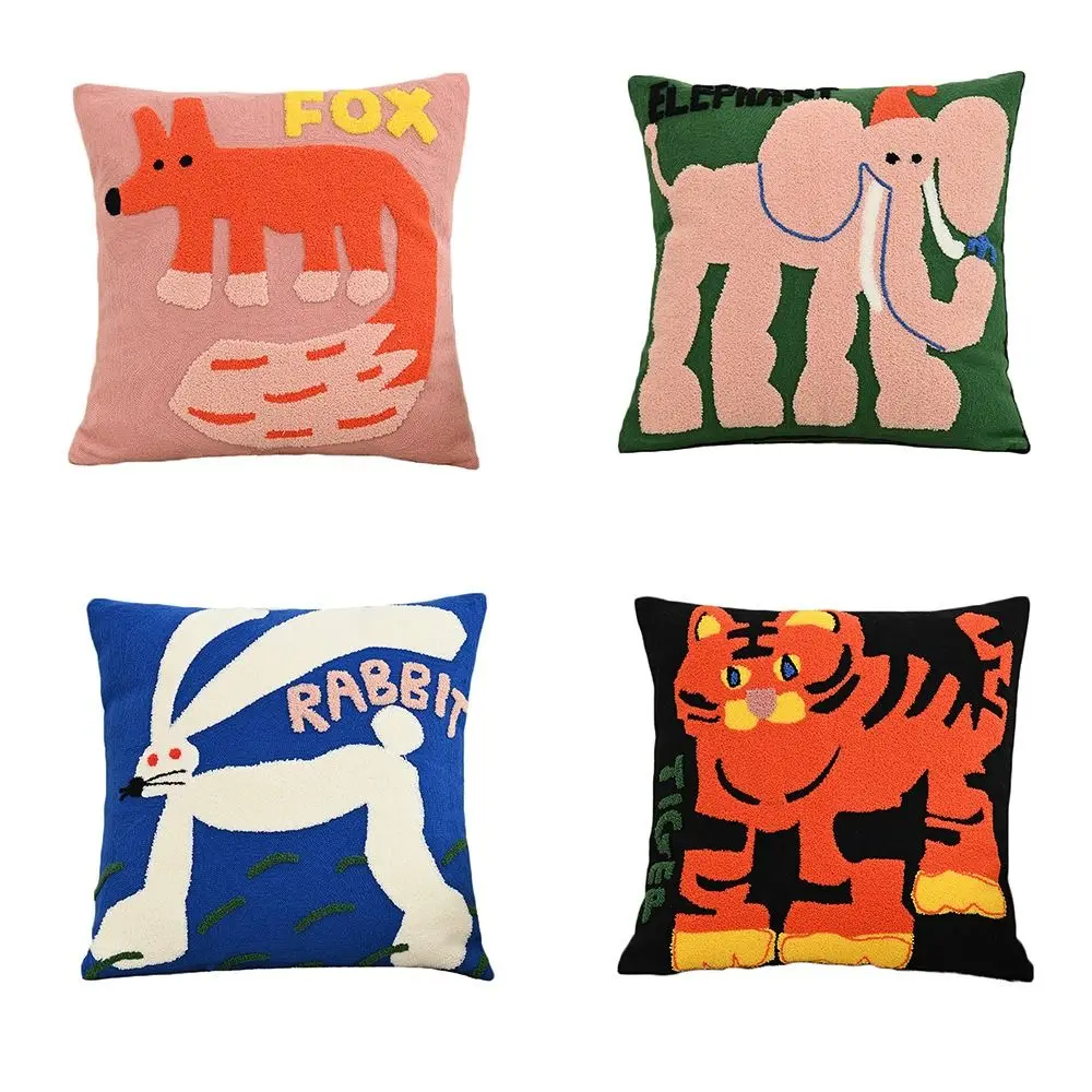 New 45x45cm Pillow Cover Cotton Soft Sofa Pillow Cushion Animal Embroidery Pillow Protector Sofa Living Room