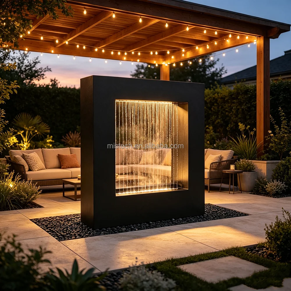 Modern Luxury Vintage Rectangle Stainless Steel Landscape Water Fountain For Outdoor Hotel Garden Decoration