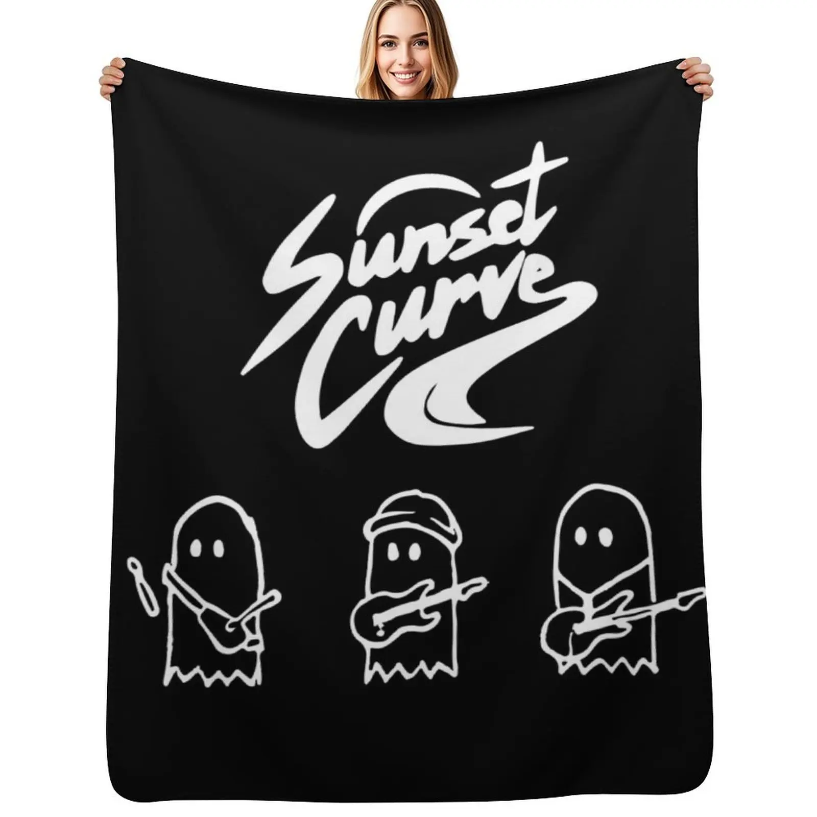 

Julie and phantoms ghosties(sunset curve) Throw Blanket Thin Custom Luxury Designer Luxury Brand Blankets