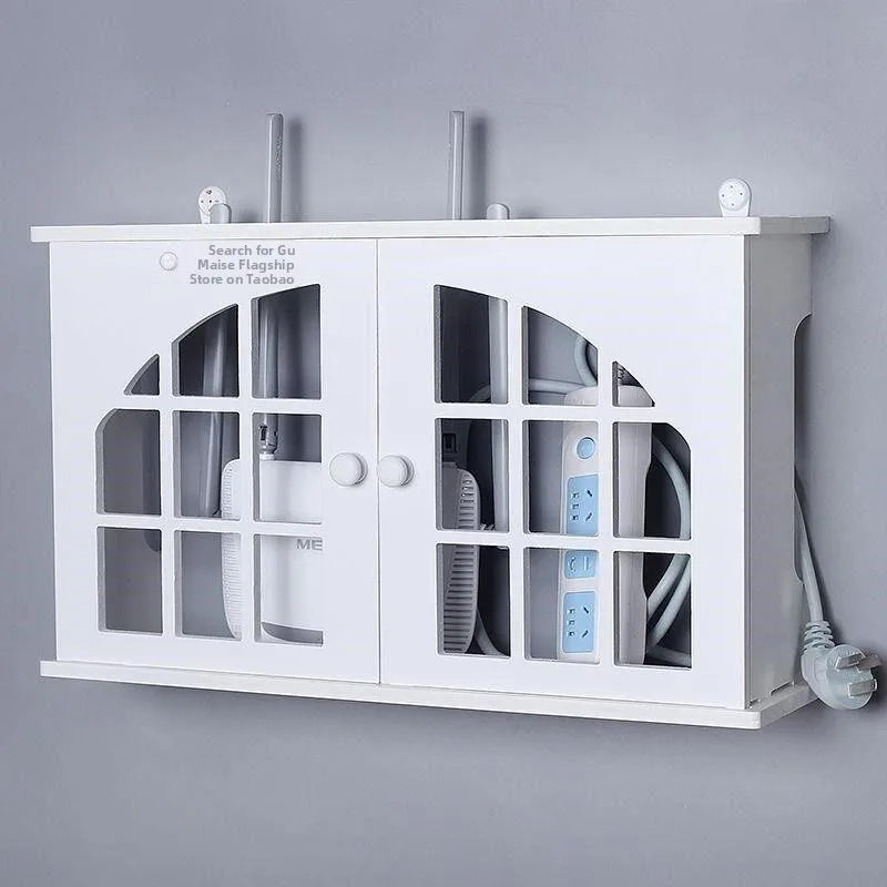 Wireless Network Cable Management Box Router Stand Bedroom Broadband Holder Hole Punching WiFi Optical  Power Strip