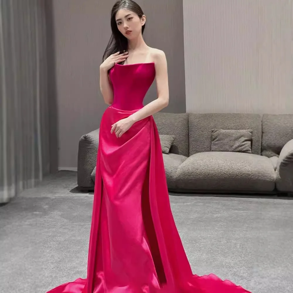 Luxuriöse Abendkleider, maßgeschneidert, klassisch, plissiert, Meerjungfrau, trägerlos, lange Kleider, rückenfrei, elegantes formelles Abschlussballkleid für Geburtstagsfeiern