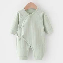 Mono de algodón para recién nacido, ropa de Hospital de manga larga, Color sólido, para primavera, otoño e invierno, Unisex, 0 a 3 meses