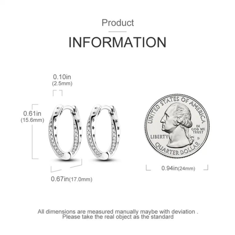 MISEFF 2025 Real 925 Sterling Silver Hoop Shine Stars Earrings For Women Engagement Wedding Party Birthday Jewelry Gifts