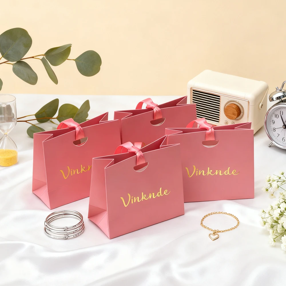 

Индивидуальный логотип с принтом 22x18x8,5 см, роскошная розовая подарочная бумажная сумка для покупок, одежда, ювелирные изделия, упаковка для духов, оптовая продажа, сумки-тоут