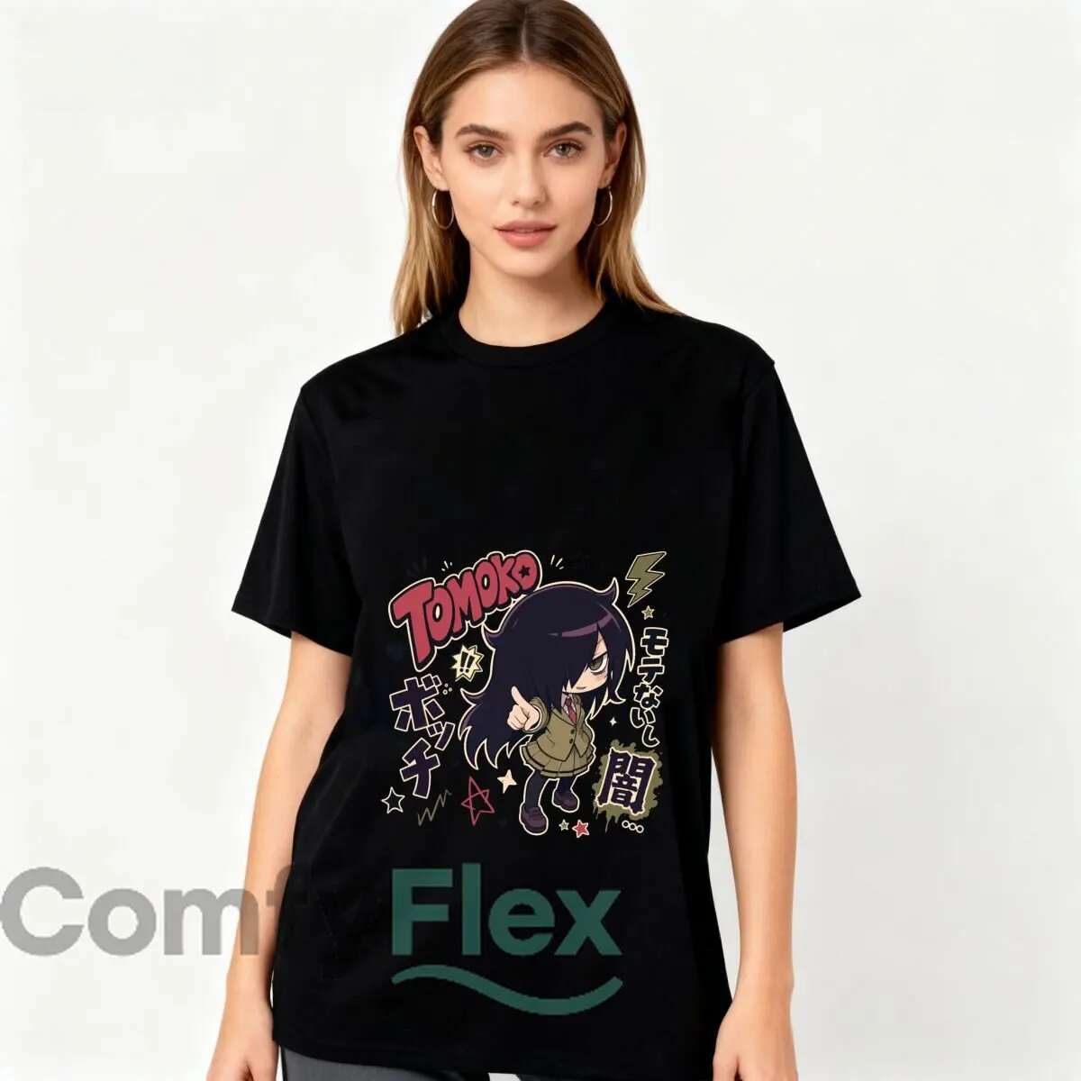 Niedliches Anime Tomoko Attitude Grafik-T-Shirt im Vintage-Look, locker geschnitten – Detail 6