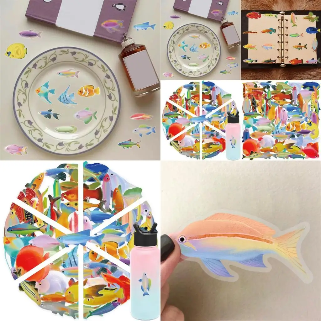 Y5LB 50 Sheets Fish Sticker Ocean Sticker Reward Sticker Sea Animal Sticker for Kids