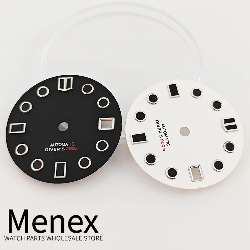 Menex 28.5mm Watch Dial Square Round Index Black White Gradient Multi Color Fit NH35 NH36 Movement Watch Replacement Accessories