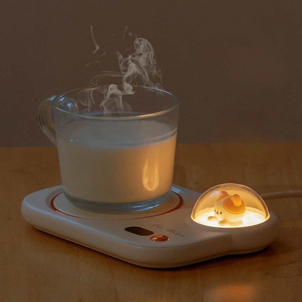 2023 New 3 Gear Temperature 8 Hours Auto-off Coffee Milk Water Mug Warmer Heating Cup Coaster Mat with Night Light Cup Heater