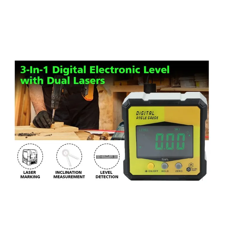 Instrument de mesure d'angle numérique Laser, outils pour le travail du bois, inclinomètre magnétique à 4 côtés avec mesure d'inclinaison, vente 24H
